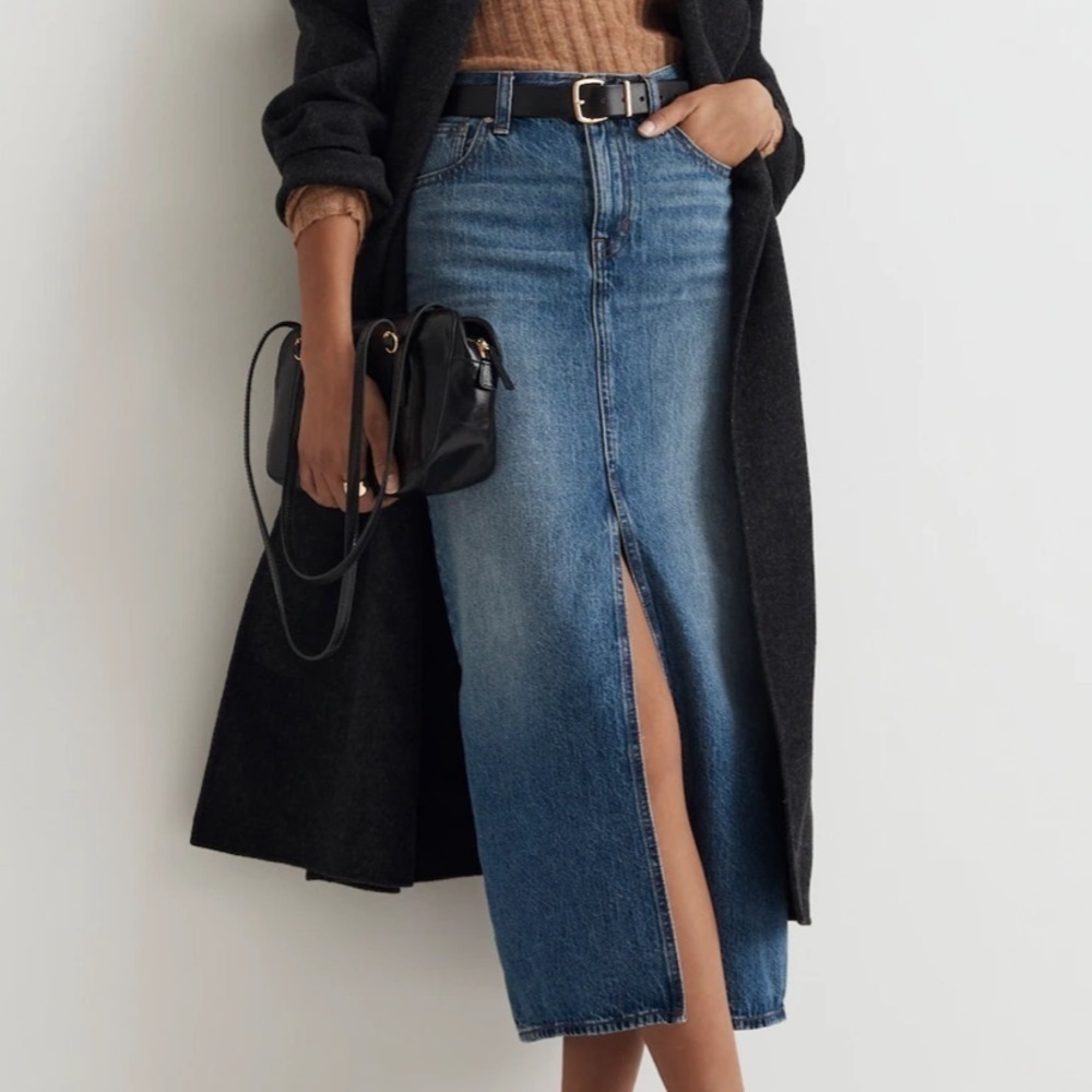 NWOT Madewell Denim Mid-Rise Maxi Skirt in Pratt Wash
